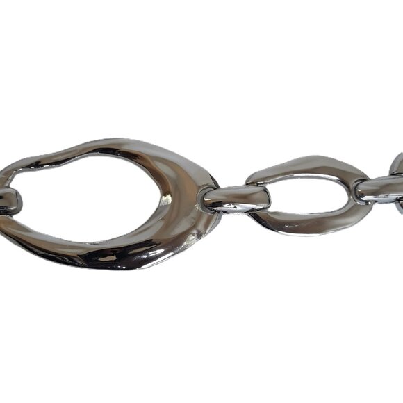 Chico's Silver Wide Chain Link Adjustable Belt S to XXL Boho Festival Western - Picture 2 of 7